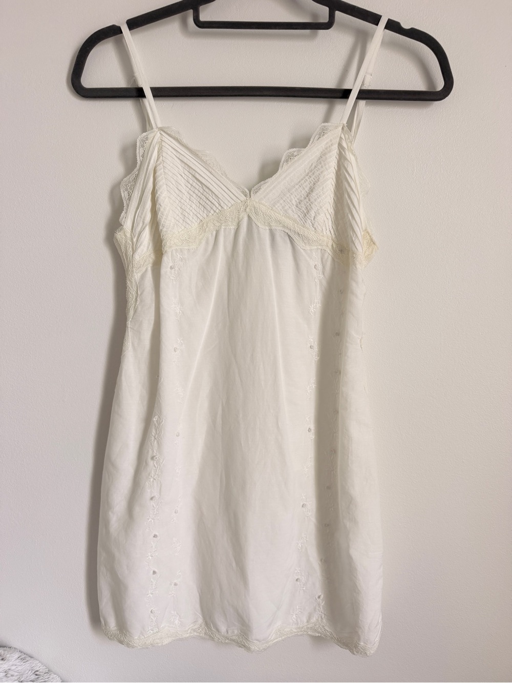 Women's White Lace-Trim Mini Slip Dress